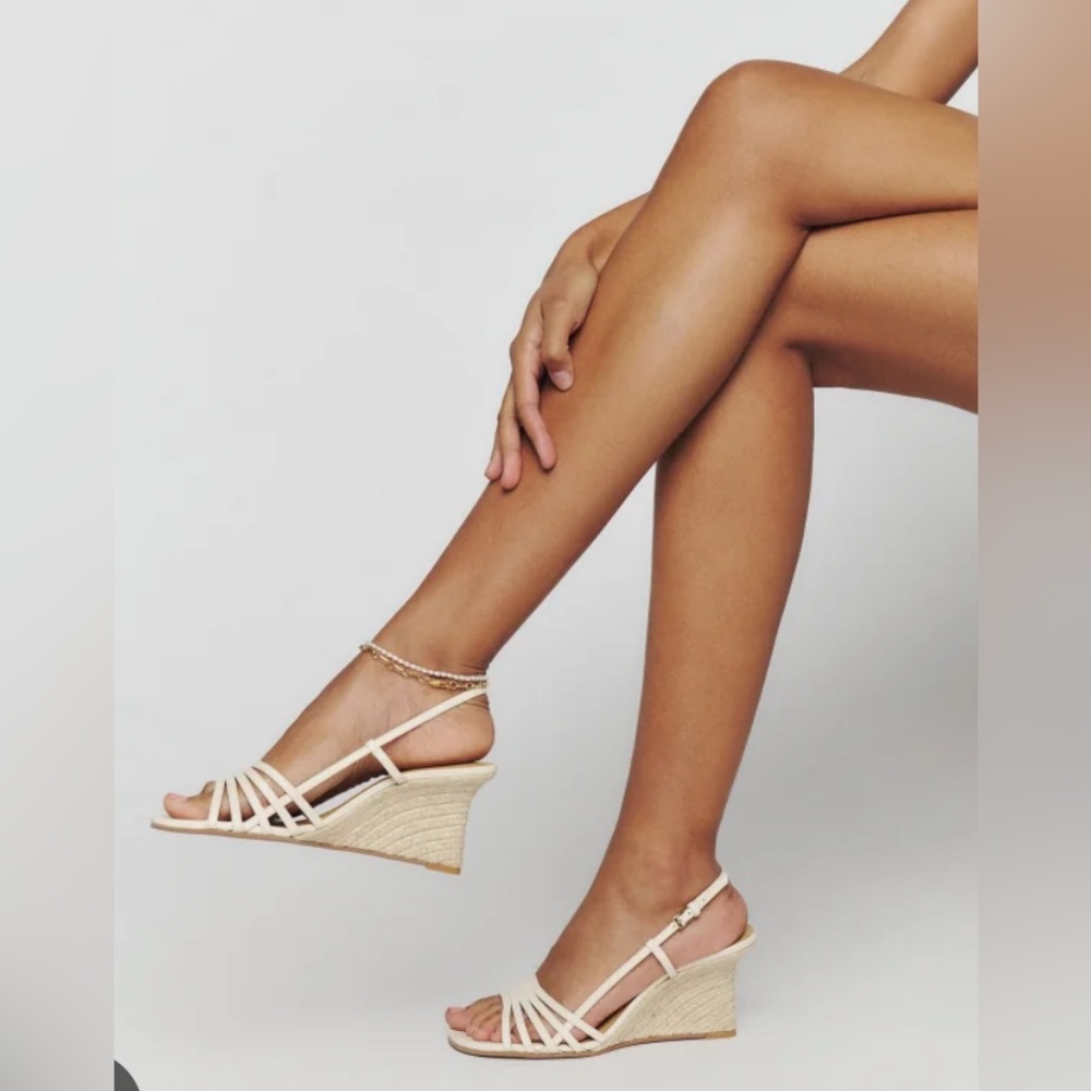 $278 Reformation Ava wedge Women's Gold Espadrilles